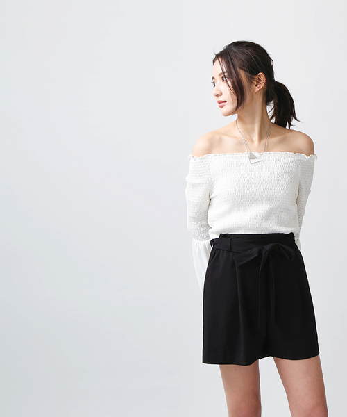 WEGO（ウィゴー）の「WEGO/ハイウエストリボンショートパンツ（その他パンツ・レディース・ホワイト系その他4/オフホワイト/ブラック/インディゴブルー/ピンク/ダークグリーン/レッド/その他1・LARGE/MEDIUM）」の22枚目の写真