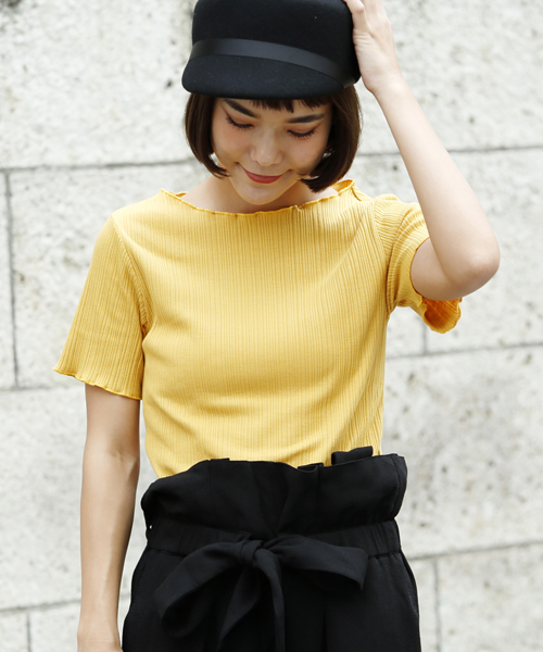 RAY CASSIN（レイカズン）の「ランダムテレコメロウプルオーバー（Tシャツ/カットソー・レディース・ネイビー/パープル/マスタード/オフホワイト/ブラック・FREE）」の5枚目の写真