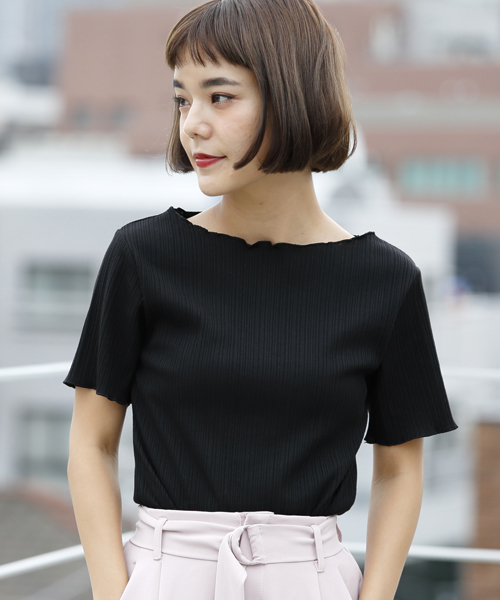 RAY CASSIN（レイカズン）の「ランダムテレコメロウプルオーバー（Tシャツ/カットソー・レディース・ネイビー/パープル/マスタード/オフホワイト/ブラック・FREE）」の3枚目の写真