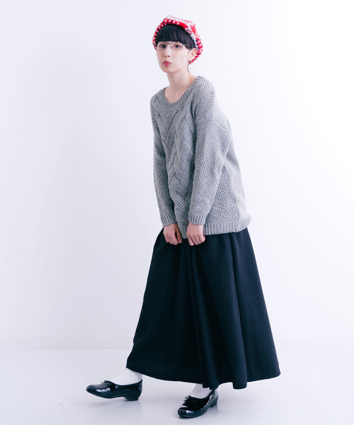 MERLOT（メルロー）の「ビッグケーブルニットプルオーバー6274（ニット/セーター・レディース・ベージュ/ネイビー/グレー/カーキ・FREE）」の18枚目の写真