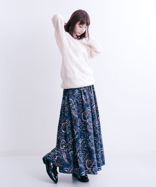 MERLOT（メルロー）の「ビッグケーブルニットプルオーバー6274（ニット/セーター・レディース・ベージュ/ネイビー/グレー/カーキ・FREE）」の6枚目の写真