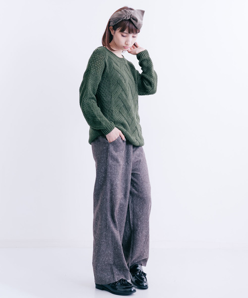 MERLOT（メルロー）の「ビッグケーブルニットプルオーバー6274（ニット/セーター・レディース・ベージュ/ネイビー/グレー/カーキ・FREE）」の13枚目の写真