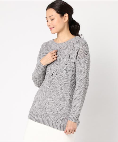 MERLOT（メルロー）の「ビッグケーブルニットプルオーバー6274（ニット/セーター・レディース・ベージュ/ネイビー/グレー/カーキ・FREE）」の5枚目の写真