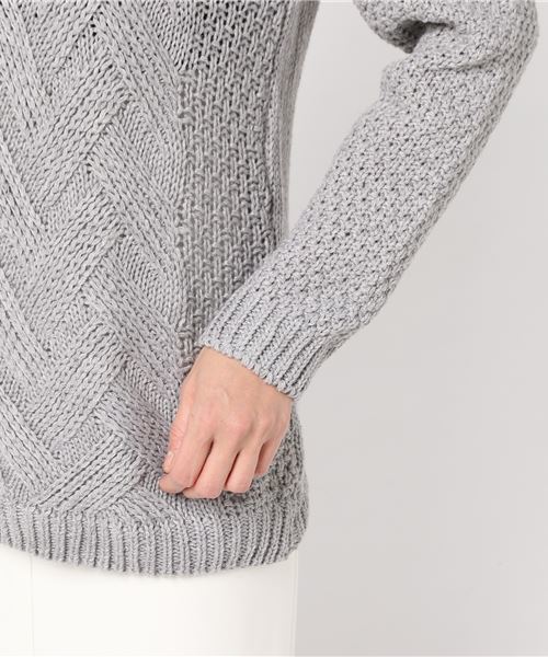 MERLOT（メルロー）の「ビッグケーブルニットプルオーバー6274（ニット/セーター・レディース・ベージュ/ネイビー/グレー/カーキ・FREE）」の16枚目の写真