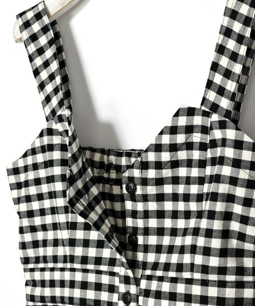 w closet(ダブルクローゼット)の「ギンガムチェックナローシルエットワンピース(ワンピース・レディース・ホワイト×ブラック/ホワイト×ブルー・FREE)」の6枚目の写真