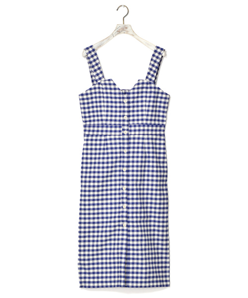 w closet(ダブルクローゼット)の「ギンガムチェックナローシルエットワンピース(ワンピース・レディース・ホワイト×ブラック/ホワイト×ブルー・FREE)」の16枚目の写真