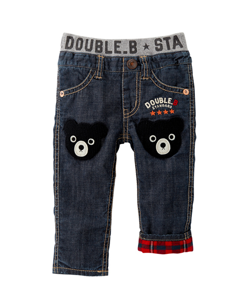 DOUBLE_B（ダブルビー）の「腿にサガラ刺繍☆裏地つきパンツ（デニムパンツ・キッズ・ベージュ/カーキ/インディゴブルー・110cm/100cm）」の3枚目の写真