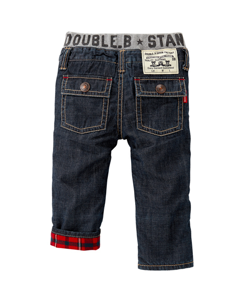 DOUBLE_B（ダブルビー）の「腿にサガラ刺繍☆裏地つきパンツ（デニムパンツ・キッズ・ベージュ/カーキ/インディゴブルー・110cm/100cm）」の4枚目の写真