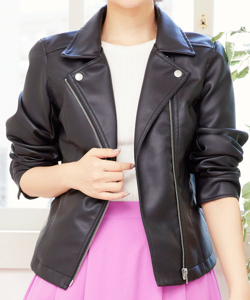 KOBE LETTUCE（コウベレタス）の「フェイクレザーライダースジャケット（ライダースジャケット・レディース・ブラック/ベージュ系その他/キャメル/ピンクベージュ・FREE）」の8枚目の写真