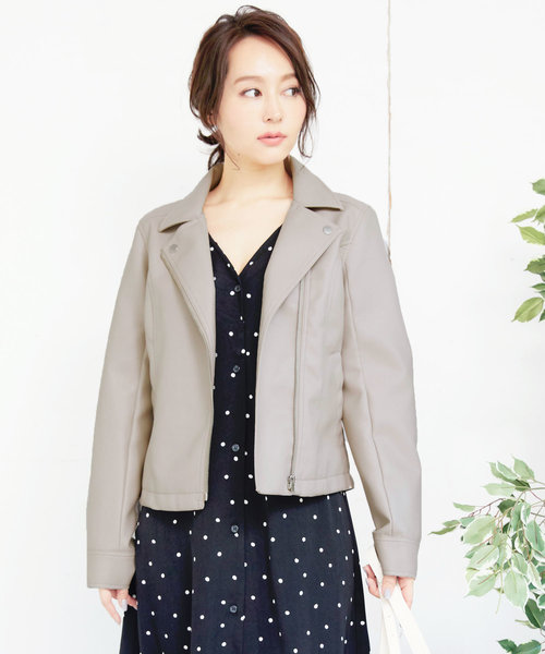 KOBE LETTUCE（コウベレタス）の「フェイクレザーライダースジャケット（ライダースジャケット・レディース・ブラック/ベージュ系その他/キャメル/ピンクベージュ・FREE）」の10枚目の写真