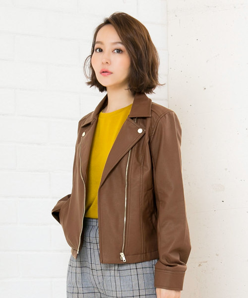 KOBE LETTUCE（コウベレタス）の「フェイクレザーライダースジャケット（ライダースジャケット・レディース・ブラック/ベージュ系その他/キャメル/ピンクベージュ・FREE）」の17枚目の写真