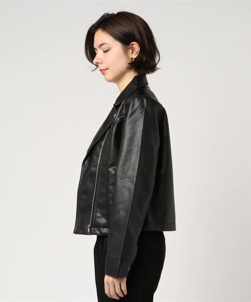 KOBE LETTUCE（コウベレタス）の「フェイクレザーライダースジャケット（ライダースジャケット・レディース・ブラック/ベージュ系その他/キャメル/ピンクベージュ・FREE）」の22枚目の写真