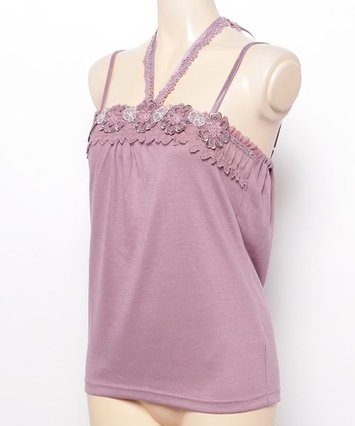 axes femme（アクシーズファム）の「立体お花レースホルターキャミ