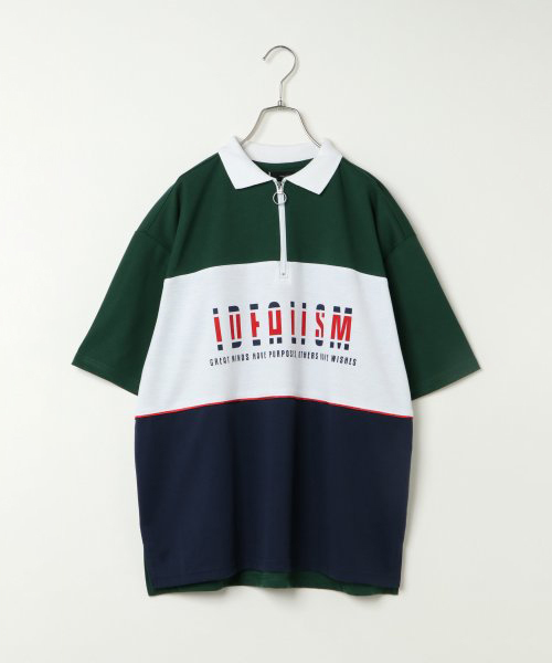 VENCEEXCHANGE（ヴァンスエクスチェンジ）の「パネル切り替えハーフジップポロシャツ（ポロシャツ・メンズ・ブラック/ネイビー/グリーン・M/L）」の2枚目の写真