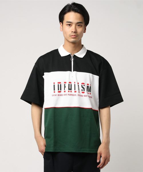 VENCEEXCHANGE（ヴァンスエクスチェンジ）の「パネル切り替えハーフジップポロシャツ（ポロシャツ・メンズ・ブラック/ネイビー/グリーン・M/L）」の6枚目の写真