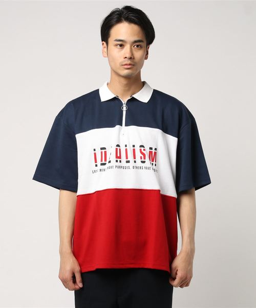 VENCEEXCHANGE（ヴァンスエクスチェンジ）の「パネル切り替えハーフジップポロシャツ（ポロシャツ・メンズ・ブラック/ネイビー/グリーン・M/L）」の7枚目の写真