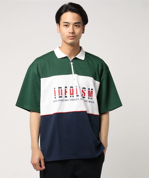 VENCEEXCHANGE（ヴァンスエクスチェンジ）の「パネル切り替えハーフジップポロシャツ（ポロシャツ・メンズ・ブラック/ネイビー/グリーン・M/L）」の8枚目の写真