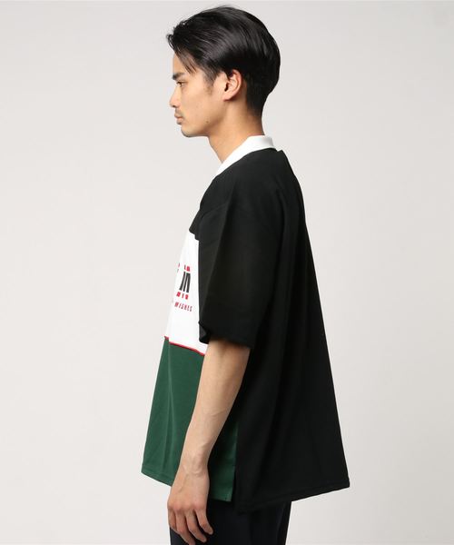 VENCEEXCHANGE（ヴァンスエクスチェンジ）の「パネル切り替えハーフジップポロシャツ（ポロシャツ・メンズ・ブラック/ネイビー/グリーン・M/L）」の5枚目の写真