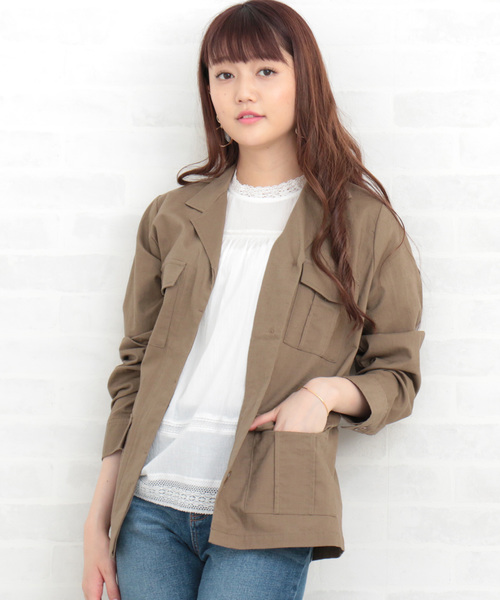 N.(N. Natural Beauty Basic)(エヌエヌナチュラルビューティーベーシック)の「サファリジャケット(ミリタリージャケット・レディース・ブラウン/カーキ・MEDIUM)」の2枚目の写真