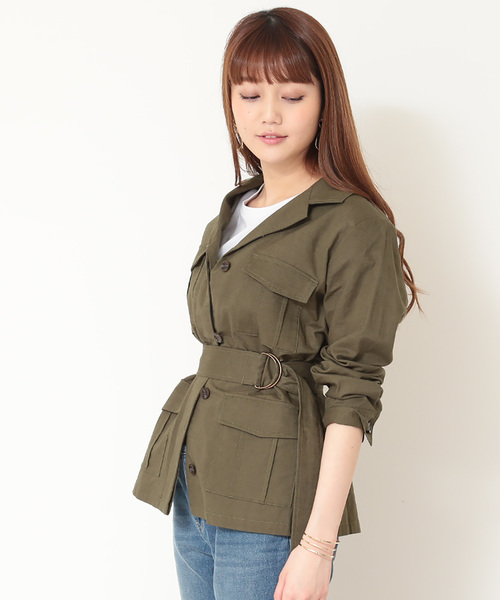 N.(N. Natural Beauty Basic)(エヌエヌナチュラルビューティーベーシック)の「サファリジャケット(ミリタリージャケット・レディース・ブラウン/カーキ・MEDIUM)」の1枚目の写真