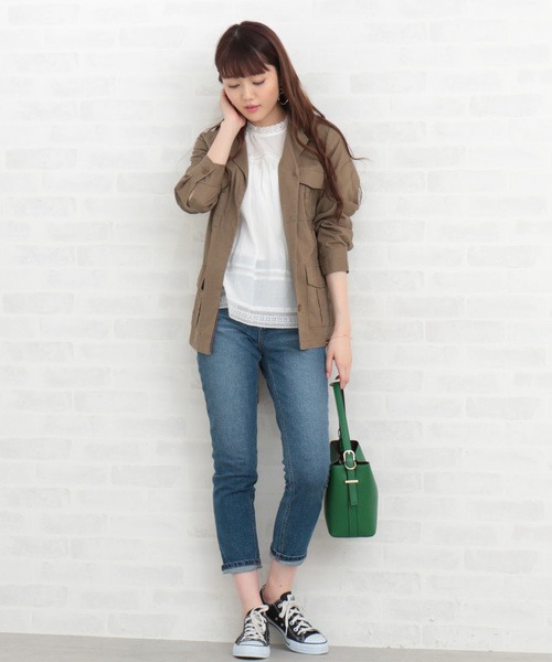 N.(N. Natural Beauty Basic)(エヌエヌナチュラルビューティーベーシック)の「サファリジャケット(ミリタリージャケット・レディース・ブラウン/カーキ・MEDIUM)」の3枚目の写真