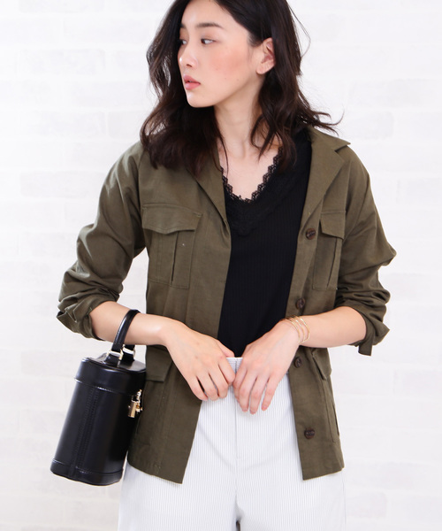 N.(N. Natural Beauty Basic)(エヌエヌナチュラルビューティーベーシック)の「サファリジャケット(ミリタリージャケット・レディース・ブラウン/カーキ・MEDIUM)」の6枚目の写真