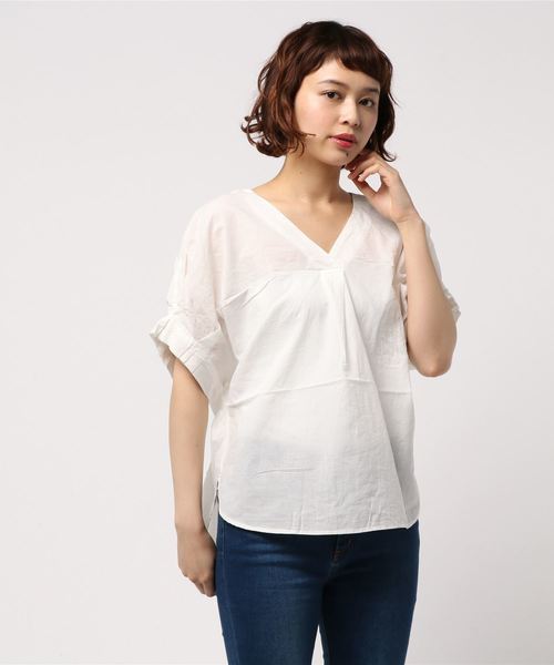 earth music&ecology（アースミュージックアンドエコロジー）の「コットンボイルスキッパーシャツ（シャツ/ブラウス・レディース・ブラック/レッド/カーキ/オフホワイト/マスタード/ネイビー・FREE）」の19枚目の写真