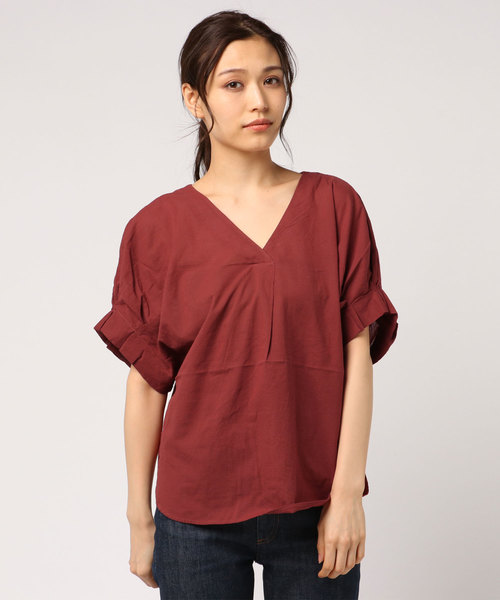 earth music&ecology（アースミュージックアンドエコロジー）の「コットンボイルスキッパーシャツ（シャツ/ブラウス・レディース・ブラック/レッド/カーキ/オフホワイト/マスタード/ネイビー・FREE）」の6枚目の写真