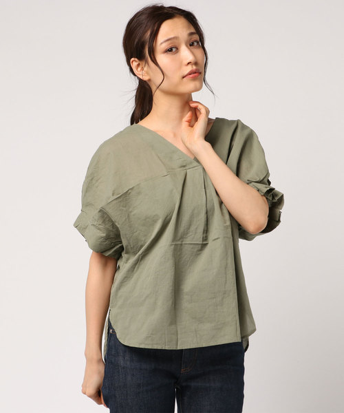 earth music&ecology（アースミュージックアンドエコロジー）の「コットンボイルスキッパーシャツ（シャツ/ブラウス・レディース・ブラック/レッド/カーキ/オフホワイト/マスタード/ネイビー・FREE）」の3枚目の写真