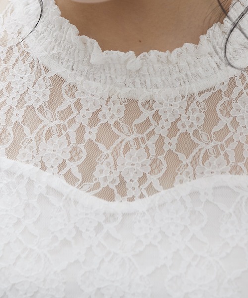 OLIVE des OLIVE（オリーブデオリーブ）の「レースプチハイプルオーバー（Tシャツ/カットソー・レディース・ブラック/オフホワイト/ピンクベージュ・FREE）」の8枚目の写真