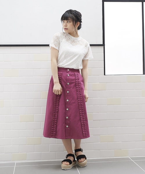 OLIVE des OLIVE（オリーブデオリーブ）の「レースプチハイプルオーバー（Tシャツ/カットソー・レディース・ブラック/オフホワイト/ピンクベージュ・FREE）」の12枚目の写真