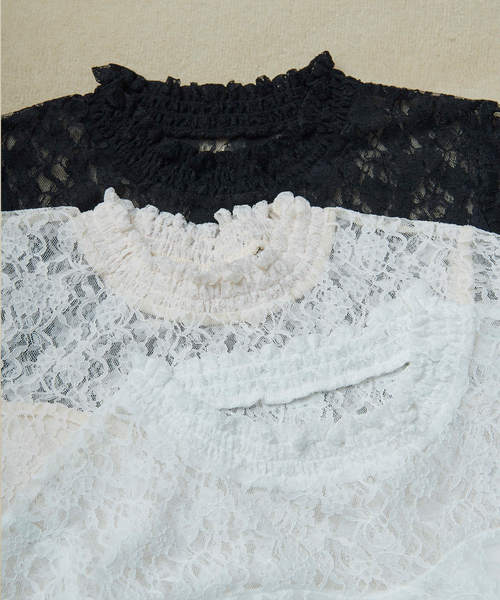 OLIVE des OLIVE（オリーブデオリーブ）の「レースプチハイプルオーバー（Tシャツ/カットソー・レディース・ブラック/オフホワイト/ピンクベージュ・FREE）」の14枚目の写真