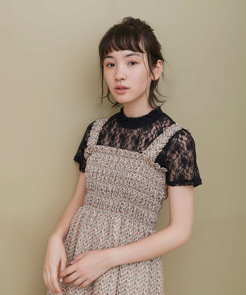 OLIVE des OLIVE（オリーブデオリーブ）の「レースプチハイプルオーバー（Tシャツ/カットソー・レディース・ブラック/オフホワイト/ピンクベージュ・FREE）」の18枚目の写真