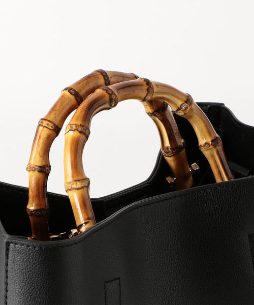 green label relaxing（グリーンレーベルリラクシング）の「CS バンブーハンドル 2WAYバッグ ◆（ショルダーバッグ・レディース・ブラック/ベージュ/イエロー/グレー・FREE）」の8枚目の写真