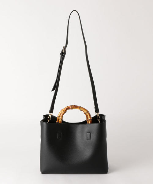 green label relaxing（グリーンレーベルリラクシング）の「CS バンブーハンドル 2WAYバッグ ◆（ショルダーバッグ・レディース・ブラック/ベージュ/イエロー/グレー・FREE）」の9枚目の写真