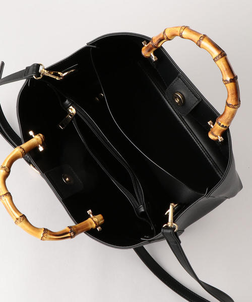 green label relaxing（グリーンレーベルリラクシング）の「CS バンブーハンドル 2WAYバッグ ◆（ショルダーバッグ・レディース・ブラック/ベージュ/イエロー/グレー・FREE）」の11枚目の写真