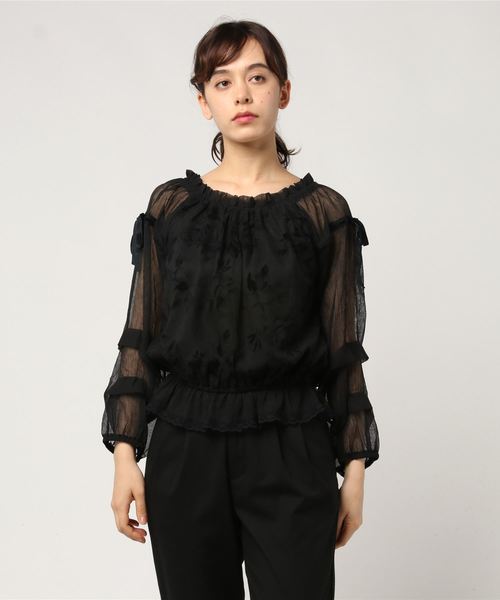 アクシーズファム★axes★良品★フロッキーグレンチェック★フリル重ねのアシンメトリーデザイン★ベロアハイピング★秋冬ロングワンピース SALE／16%OFFフロッキーチュールスカート axes femme