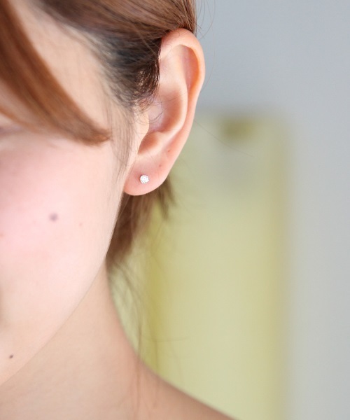 CANAL ４℃（カナルヨンドシー）の「K10ピンクゴールド 一粒 ピアス（ピアス（両耳用）・レディース・ピンクゴールド・FREE）」の2枚目の写真