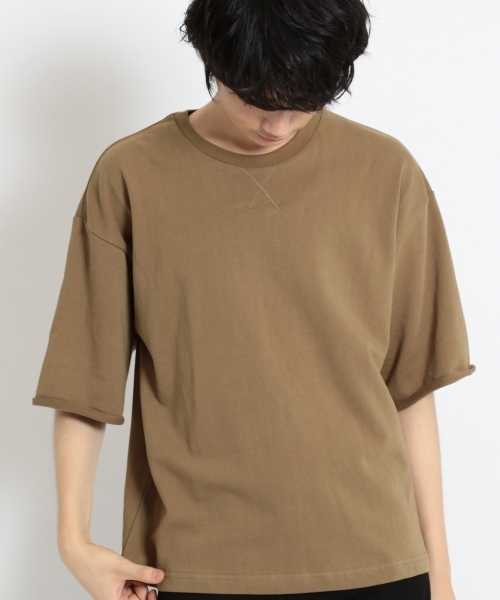 niko and...（ニコアンド）の「ガス焼き裏毛5分袖プルオーバー（Tシャツ/カットソー・メンズ・ネイビー/カーキ/オレンジ・MEDIUM/LARGE）」の2枚目の写真