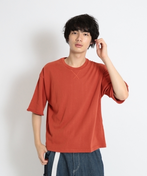 niko and...（ニコアンド）の「ガス焼き裏毛5分袖プルオーバー（Tシャツ/カットソー・メンズ・ネイビー/カーキ/オレンジ・MEDIUM/LARGE）」の3枚目の写真