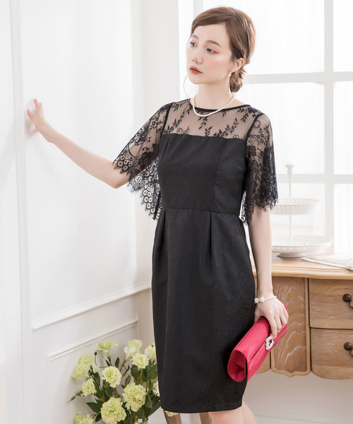DRESS STAR(ドレス スター)の「レース5分袖ワンピースドレスパーティードレス(ドレス・レディース・ブラック/ネイビー/グレー・S/M/L/XL/XXL/XXXL)」の6枚目の写真