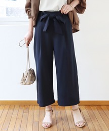 andme | きれいめツイルリボンクロップド丈ワイドパンツ(スラックス)