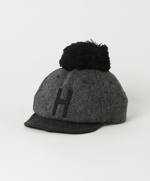 GRIN BUDDY（グリンバディ）の「【GRIN BUDDY(グリンバディ)】ポンポン付き ツイードキャップ/Pon Tweed Sim Cap（キャップ・キッズ・ブラック/ブラウン/グレー・52/54）」の2枚目の写真