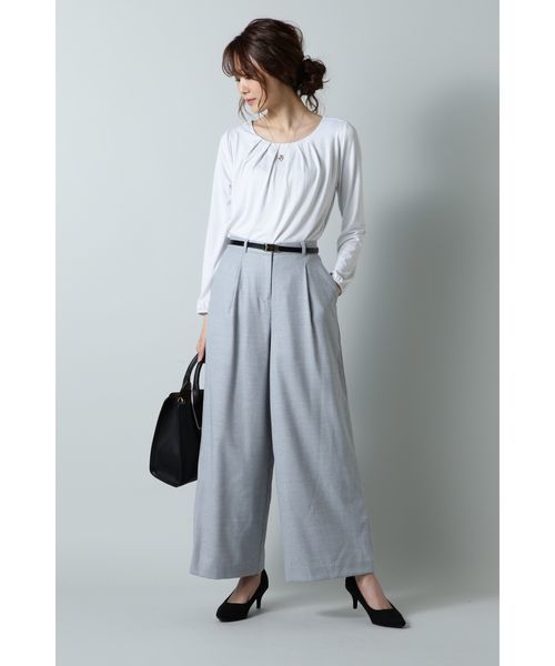 NATURAL BEAUTY BASIC（ナチュラルビューティーベーシック）の「【Oggi 11月号掲載】60/2ハイカウントサキソニーワイドPN（その他パンツ・レディース・ベージュ/ネイビー/グレー・SMALL/MEDIUM/X-SMALL）」の19枚目の写真