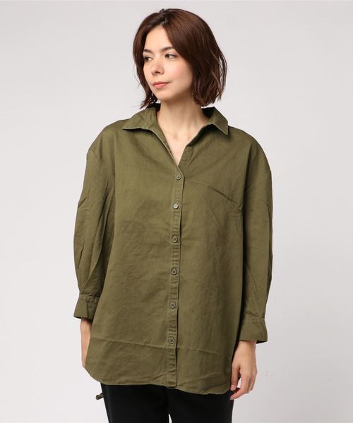 VENCEEXCHANGE（ヴァンスエクスチェンジ）の「バックプリントシャツ（シャツ/ブラウス・レディース・ブラック/ベージュ/ダークオリーブ・M）」の12枚目の写真