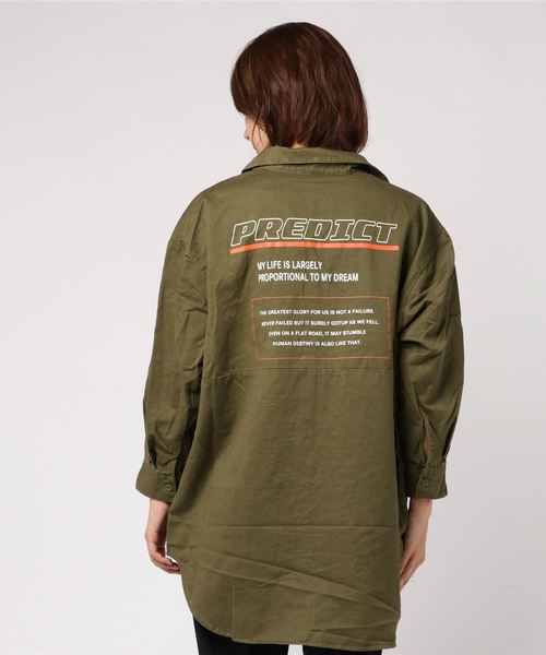 VENCEEXCHANGE（ヴァンスエクスチェンジ）の「バックプリントシャツ（シャツ/ブラウス・レディース・ブラック/ベージュ/ダークオリーブ・M）」の5枚目の写真