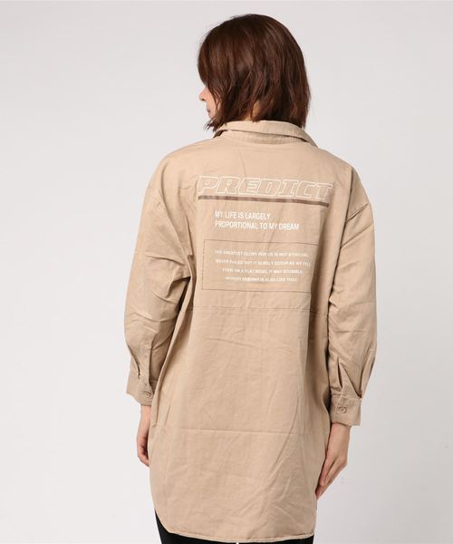 VENCEEXCHANGE（ヴァンスエクスチェンジ）の「バックプリントシャツ（シャツ/ブラウス・レディース・ブラック/ベージュ/ダークオリーブ・M）」の7枚目の写真