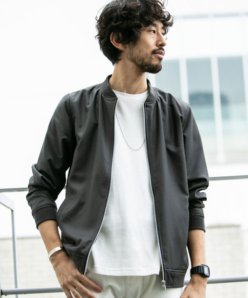 nano・universe(ナノユニバース)の「【WEB限定】T/Rイージーリブブルゾン(ブルゾン)」|チャコール