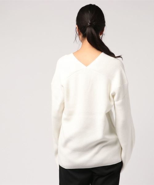 CLANE アイボリー Vネックニットセーター CLANE - ヘビーリブネックトップス - HEAVY RIB V NECK TOPS - IVORY