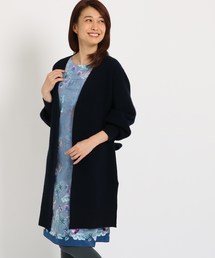 カシミヤ袖コンシャスロングカーディガン